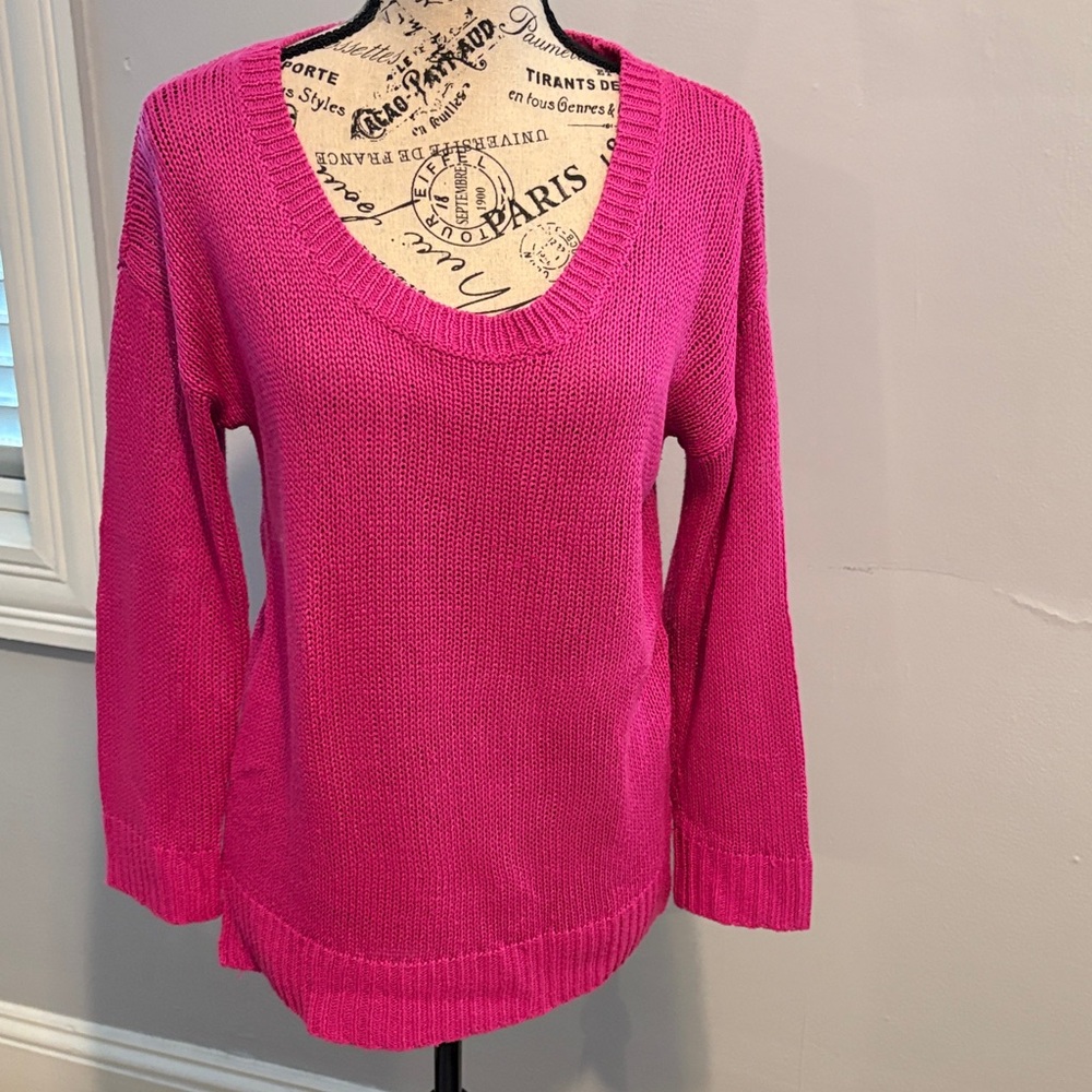Lauren Ralph Lauren V-Neck Sweater in Bold Pink